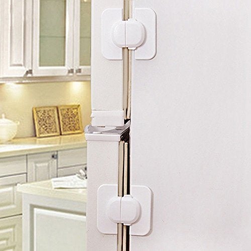 SYGA Child Safety Locks,White- Refrigerators Fridge,Freezer, Doors, Cabinet, Drawers, Baby Proof Locks Latches Catch Toddler Baby Safety -Set of 2 - Image 4