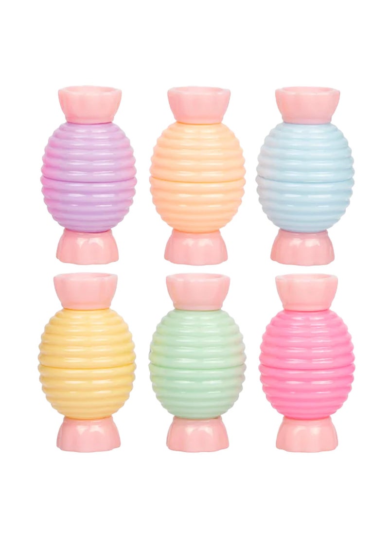 Glam Lux - Bundle Sweet Candy Kisses Shaped Lip Balm Twist Open Fruity Scents Vibrant Colors Set of 6 Moisturizing Nourishing  Hydrating For Dry Chapped Lips For Women Girls  Tweens - Image 1