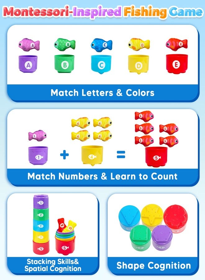 Gagule Montessori Toys for 1 Year Old, Toddler Fishing Game with Stacking Cups, Learning Educational Toys for 1 2 Year Old Boy Girl Birthday Gifts, Baby Toy 12-18 Months, Sensory Sorting Toy for Toddlers 1-3 - Image 3