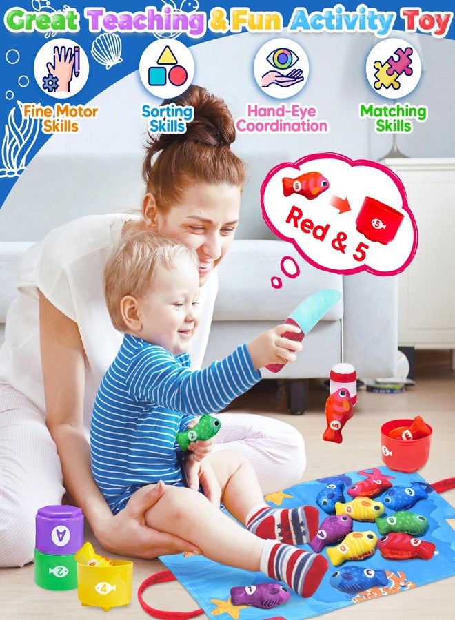 Gagule Montessori Toys for 1 Year Old, Toddler Fishing Game with Stacking Cups, Learning Educational Toys for 1 2 Year Old Boy Girl Birthday Gifts, Baby Toy 12-18 Months, Sensory Sorting Toy for Toddlers 1-3 - Image 2