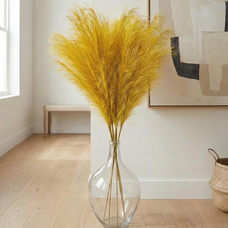 RyddeligHome Large Glass Vase for Floor, 15" Tall Clear Glass Floor Vase for Pampas Grass and Long Stem Flowers, Big Glass Vase Decor for Living Room Bedroom, Clear Vase - Image 4