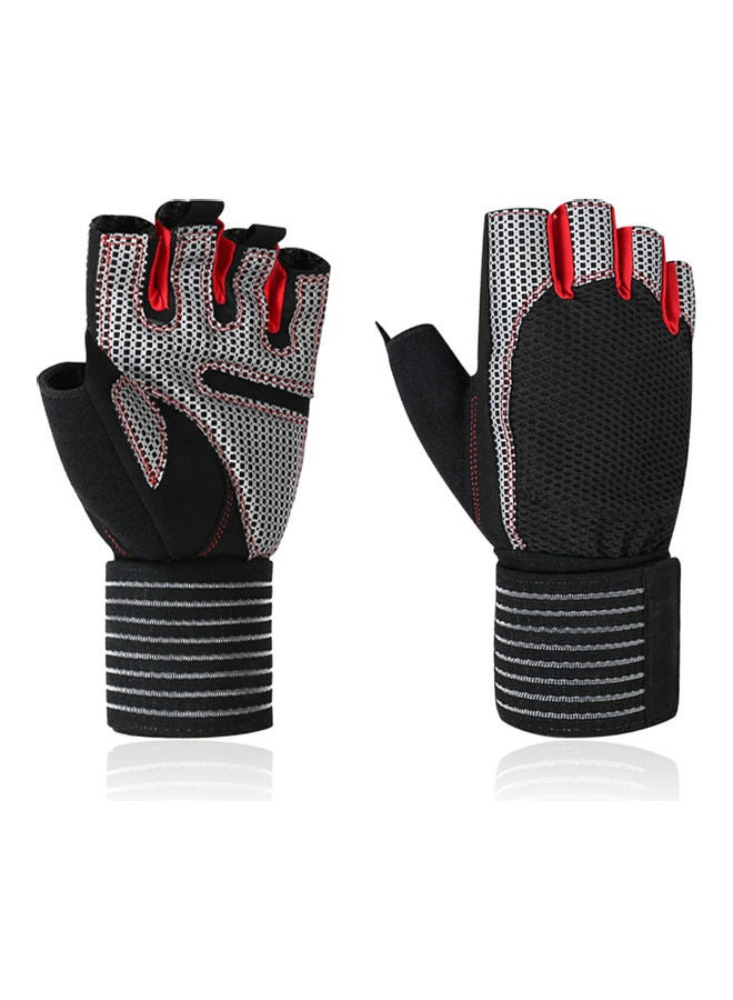 NIBEMINENT Breathable Half Finger Tear-resistant Cycling Fitness Gloves Red & Black, L Size 22.00 x 1.00 12.00cm - Image 1