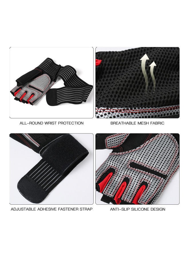 NIBEMINENT Breathable Half Finger Tear-resistant Cycling Fitness Gloves Red & Black, L Size 22.00 x 1.00 12.00cm - Image 2