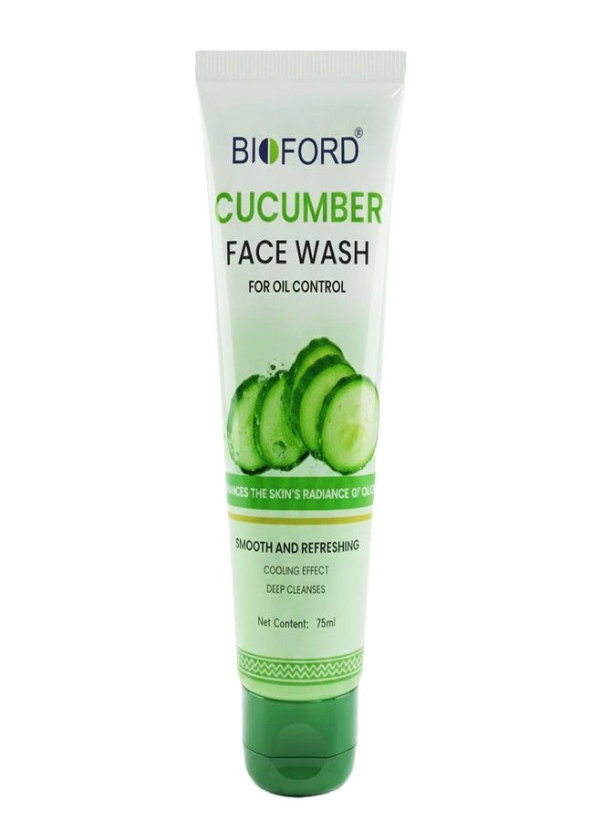 Bioford غسول الوجه بالخيار من بيوفورد، فيتامين هـ، تنظيف عميق، تحكم في الزيوت، بشرة متألقة، 75 غرام، للرجال والنساء (عبوة واحدة) - Image 1