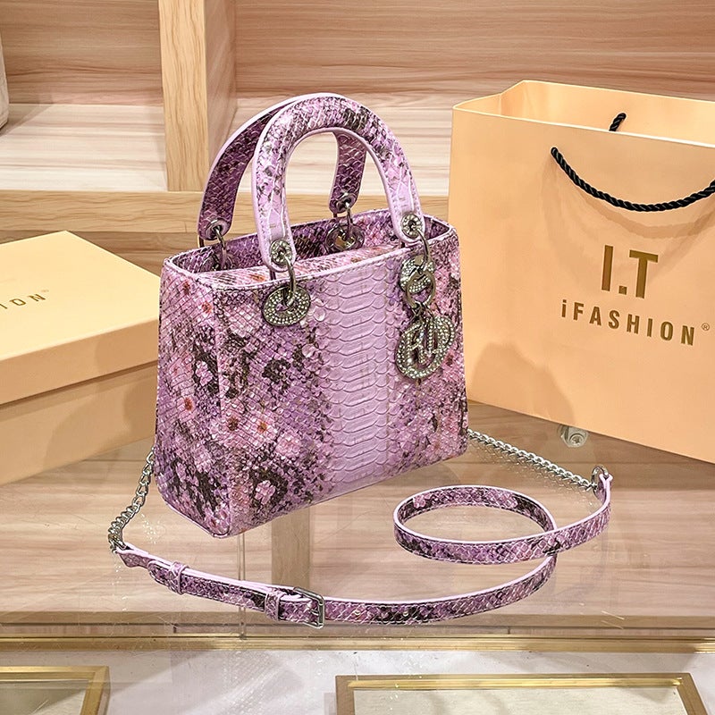 Princess Diana Bag Women'S Snake Pattern Gradient Color Big-Name Fashion Texture High-End Satchel Cross-Body Bag - Image 2