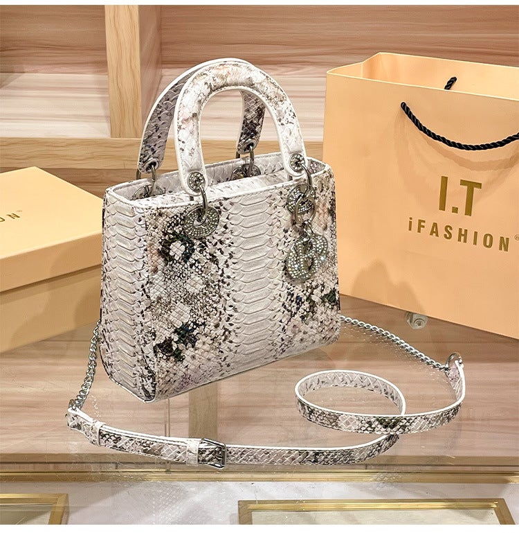 Princess Diana Bag Women'S Snake Pattern Gradient Color Big-Name Fashion Texture High-End Satchel Cross-Body Bag - Image 1