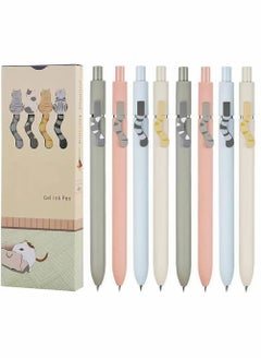 Y&D 8PCS Cute Cat Press 0.5 Gel Pen, Boxed Office Quick-Drying Neutral Retractable Ink Black Pen Rollerball Pens, for Lovers Kids Stationery School Supplies  - Image 1