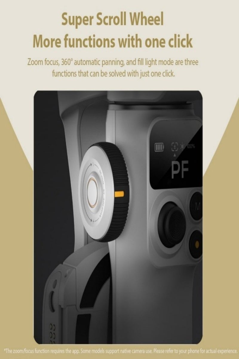 Aochuang Intelligent P2 3-Axis Stabilized Gimbal - White, foldable with magnetic holder SMART70 anti-shake, face tracking/gesture control for video blogging live streaming selfies sports ideal for ladies outdoor enthusiasts live streamers, 6 modes, 20cm rod - Image 4