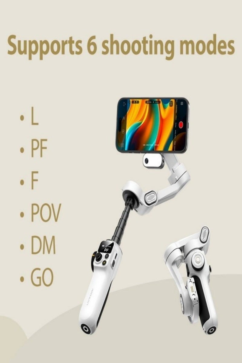 اوتشوان مثبت جوال ذكي، مانع اهتزاز 3 محاور، جيمبال فلوقات، Aochuan Smart P2، مانع اهتزاز مغناطيسي، عصا سيلفي ذكية 20 سم، ستاند تصوير للبث المباشر، مثبت تصوير للرحلات والرياضة، هدايا تصوير للنساء، مانع اهتزاز أبيض، مثبت تتبع الوجه، التحكم بالإيماءات، مثبت جوال قابل للطي، جيمبال ريلز، مانع اهتزاز احترافي. - Image 4