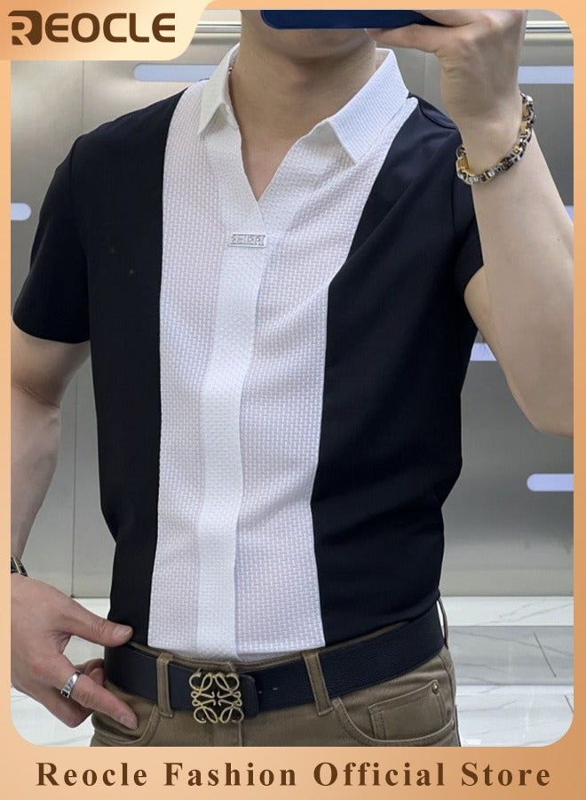 REOCLE Men's Polo Shirts Quick Dry Short Sleeve Golf Shirt Casual Moisture Wicking Shirt Business Polo Shirt Athletic Performance Polo Shirt - Image 1