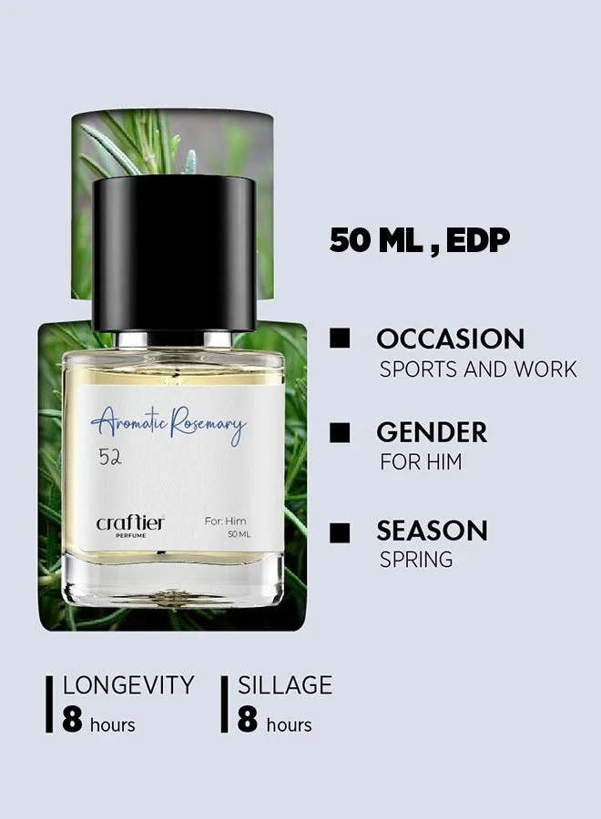 Craftier Perfume 50 AROMATIC ROSEMARY - Inspired of-PLATINUM, Eau De Parfum for Men - 50ml, Long Lasting Aromatic Fragrance Upto 8-12 Hrs, Travel Size Men's Perfume for Men | Best Price UAE