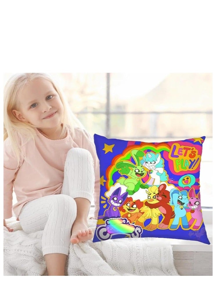 Smiling Critters Throw Pillow Covers,Case Cover Square Cushion Cover,Smiling Critters Cartoon peripheral,Animal Cushion Covers Pillow Case Cover for Sofa Car Bedroom Home Decor - Image 2