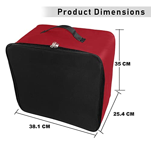 NISUN 3 Pack Nylon Wardrobe Bag Underbed Moisture Proof Cloth Storage Organizer, Storage box for Clothes Saree Bags with Zippered Closure & Handle(Red & Black, 38.1x25.4x35cm),Square - Image 2