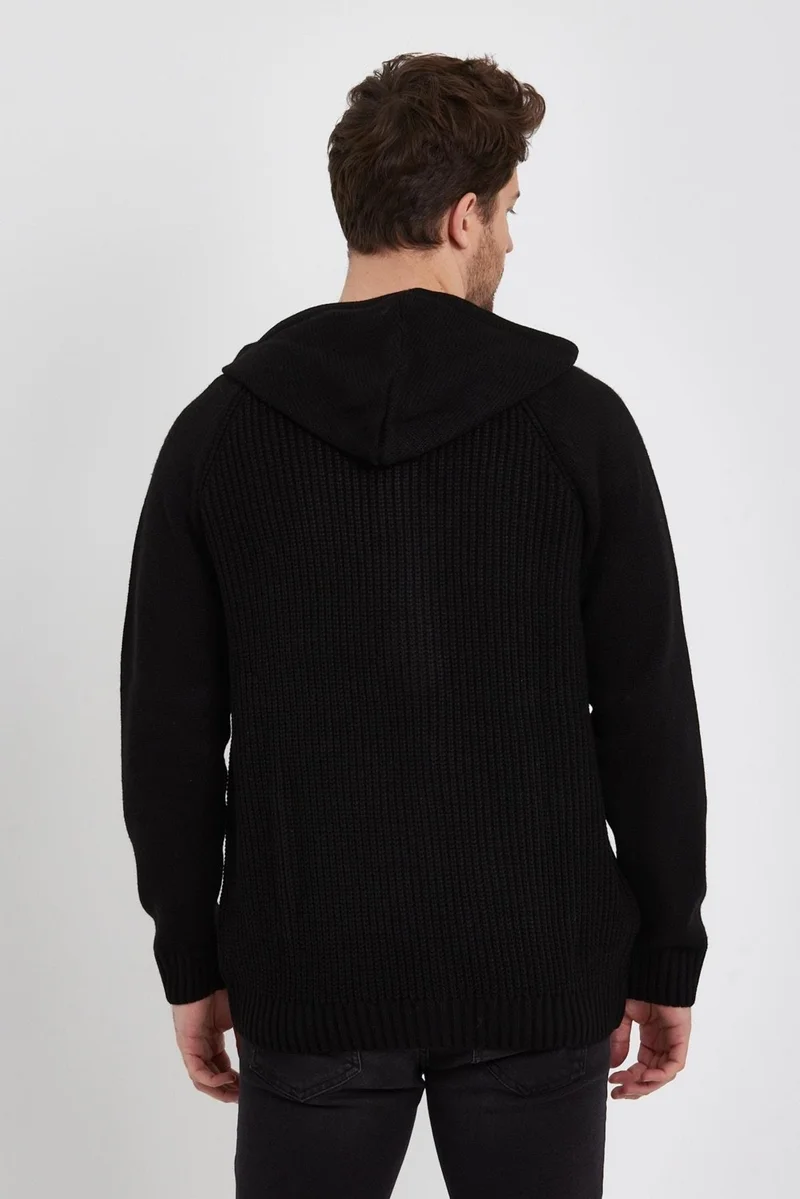 الكسندر جاردي Zippered Long Sleeve Hooded Knitted Cardigan (E22-5716)