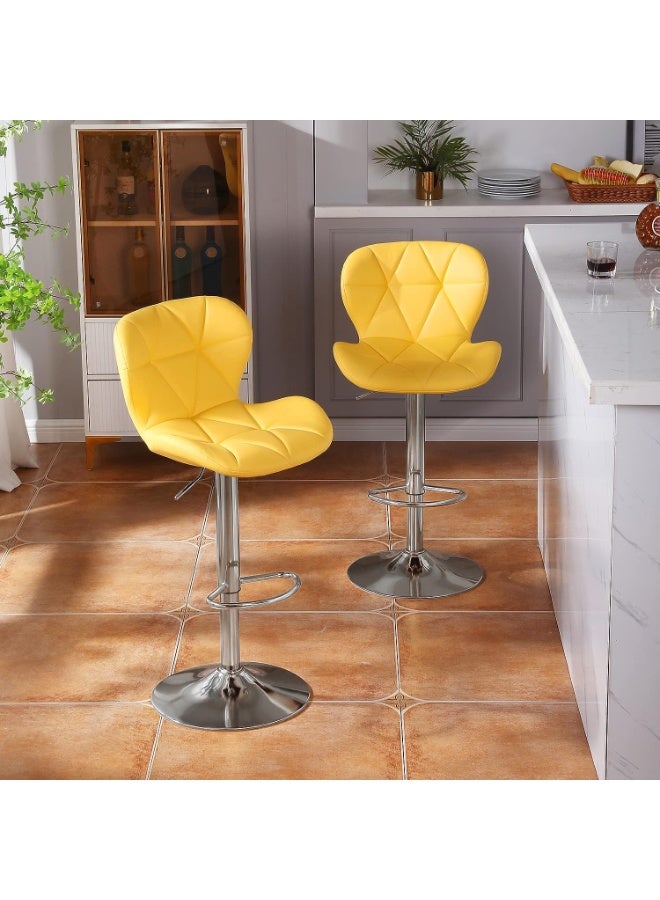 Generic Bar Stools Height Adjustable, PU Leather Padded Barstool with Back and Footrest, Counter Height Swivel High Chair for Kitchen and Dining (Yellow)  - Image 4