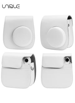 Unique Camera Case Compatible with Instax Mini 12, Protective Case PU Leather Bag with Pocket and Adjustable Shoulder Strap (White)  - Image 2