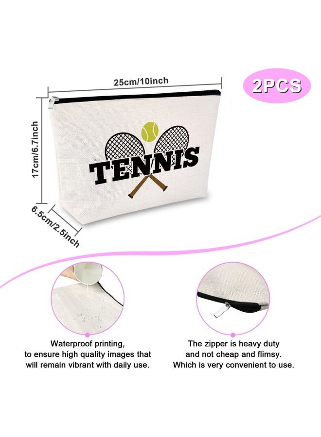 Sfodiary 2Pcs Tennis Lover Gifts Makeup Bag Tennis Gift for Women Tennis Player Gift for Friends Tennis Girls Birthday Gift Tennis Team Gift Tennis Coach Gift Graduation Christmas Gift Travel Cosmetic Pouch - Image 2