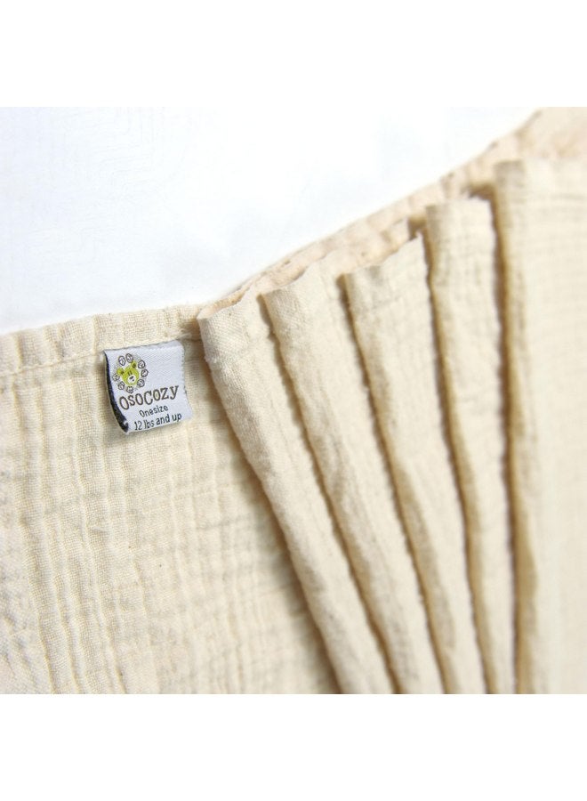 أوسوكوزي حفاضات قماشية مسطحة من OsoCozy مصنوعة من قطن عضوي ناعم ماص وصديق للبيئة ومزدوج الطبقات. عبوة من 6 قطع. مقاس واحد يناسب من 12 إلى 30 رطلاً. - Image 4