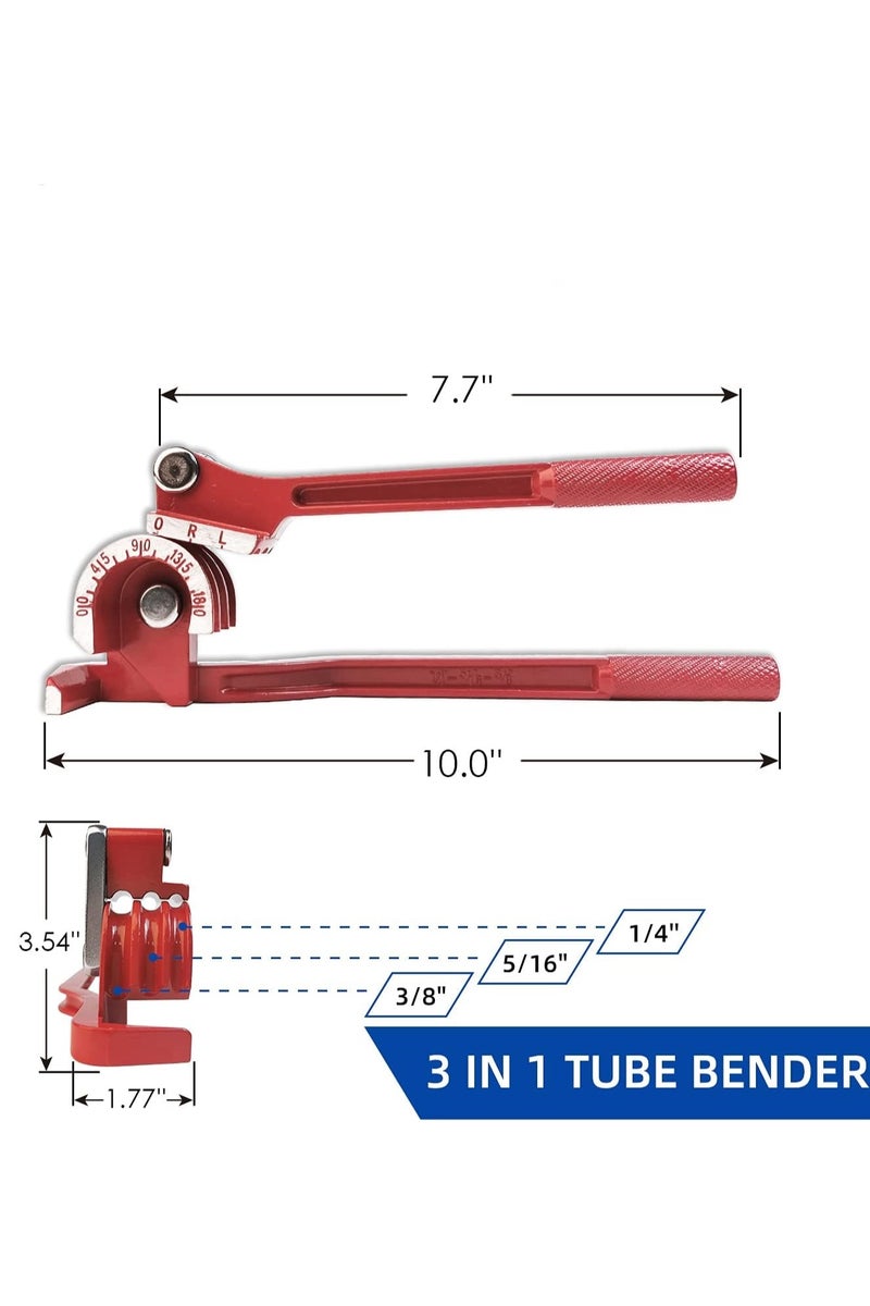3 in 1 Manual Tubing Bending Tools 0-180 Degrees 1/4, 5/16, and 3/8 Inch for Copper Aluminum Brass and Thin Stainless Steel Pipes, Red - Image 2