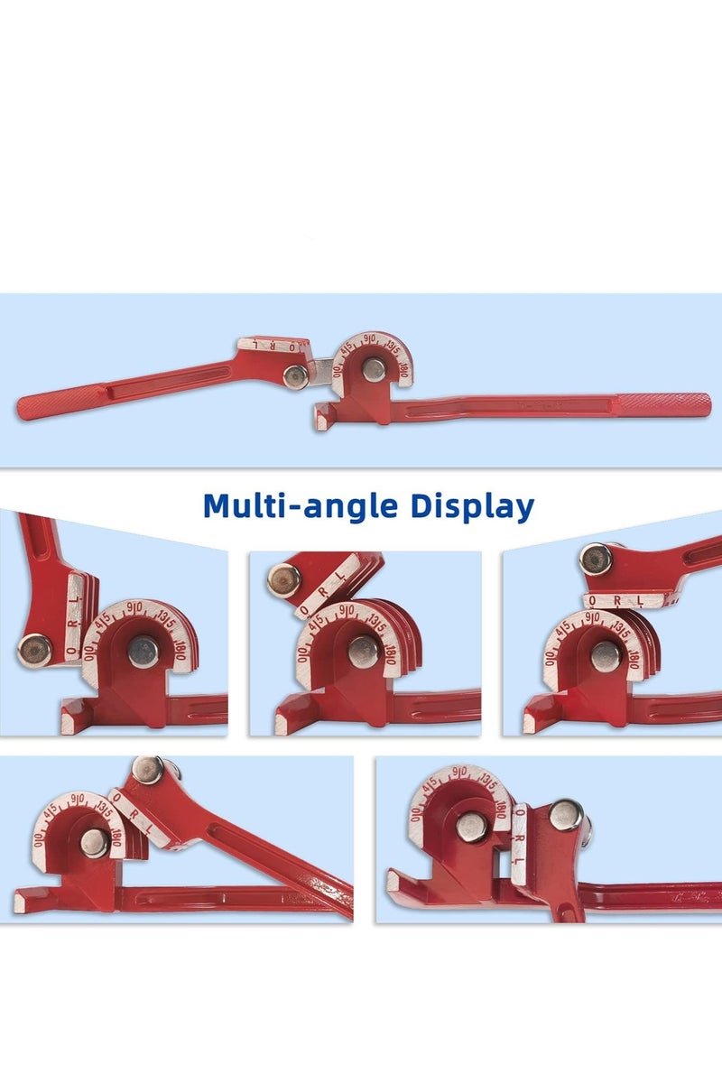 3 in 1 Manual Tubing Bending Tools 0-180 Degrees 1/4, 5/16, and 3/8 Inch for Copper Aluminum Brass and Thin Stainless Steel Pipes, Red - Image 4