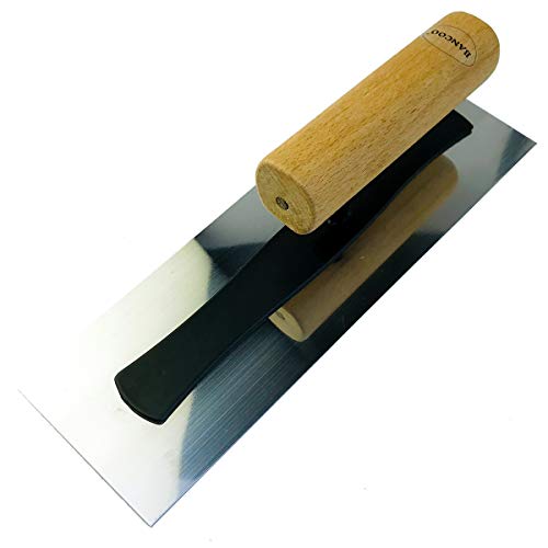 BANCOO Super Elastic Flat Headed Stainless Steel Trowel,Polishing Masonry Tools,Paint & Plaster Flat Pool Finishing Venetian Trowel,Professional Art Coatings Tool with Wooden Handle - Image 1