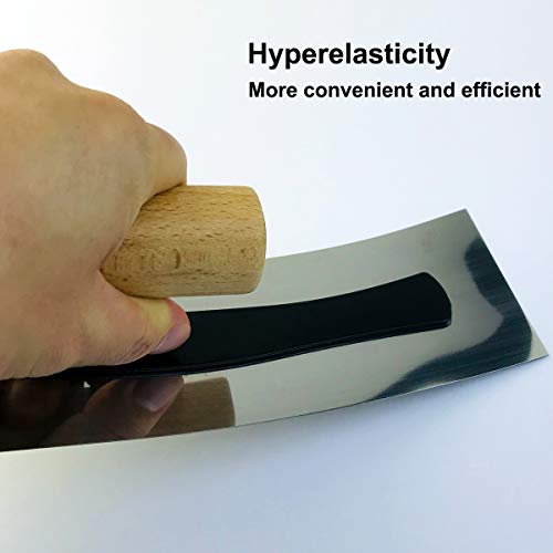BANCOO Super Elastic Flat Headed Stainless Steel Trowel,Polishing Masonry Tools,Paint & Plaster Flat Pool Finishing Venetian Trowel,Professional Art Coatings Tool with Wooden Handle - Image 2