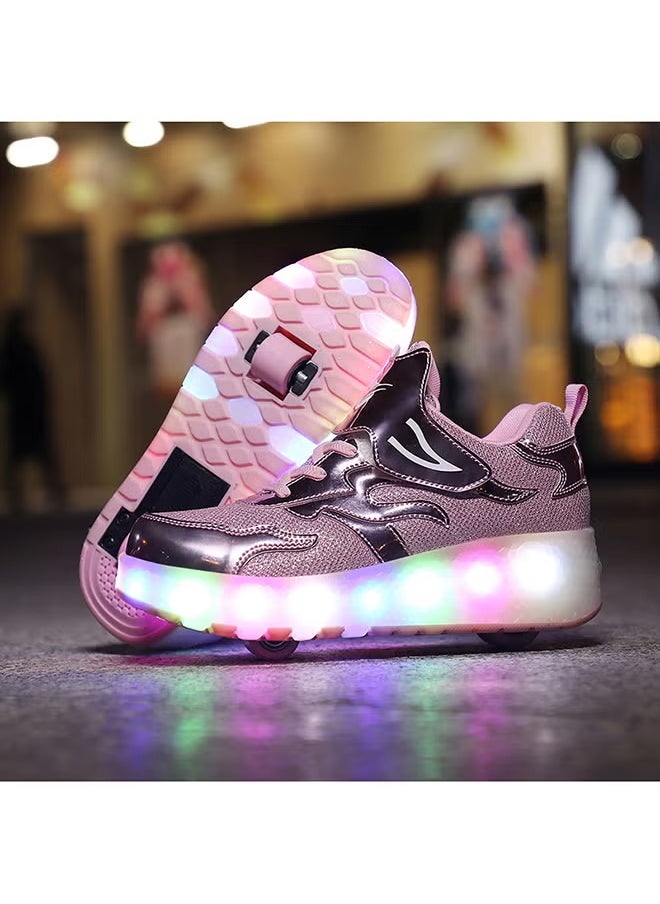 جاكت حذاء تزلج رياضي لامع أنيق مزود بعجلات ونعل برق مع ضوء فلاش LED  - Image 4