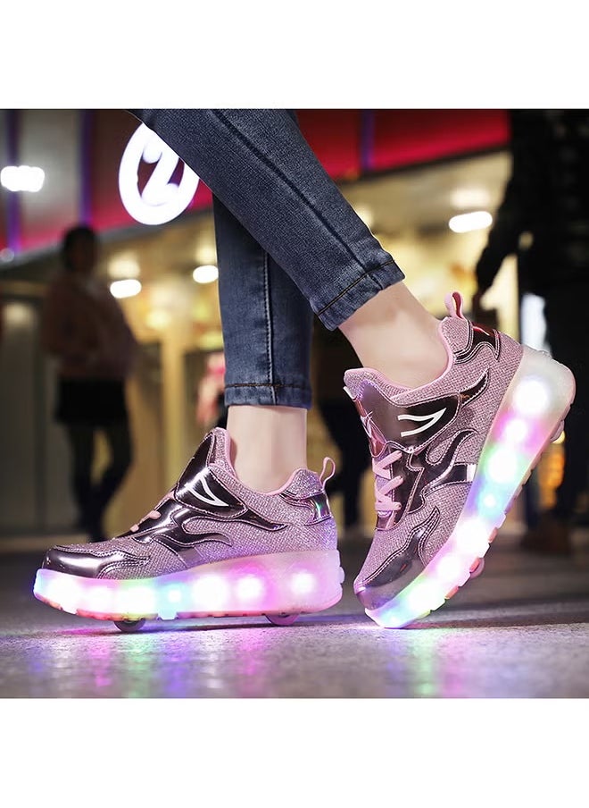جاكت حذاء تزلج رياضي لامع أنيق مزود بعجلات ونعل برق مع ضوء فلاش LED  - Image 3