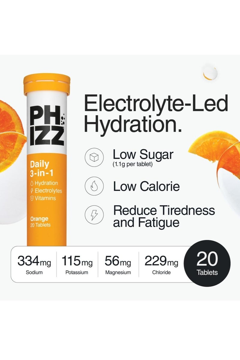 Phizz 3-in-1 Multivitamin & Rehydration Electrolyte Effervescen Tabs Orange - Image 2