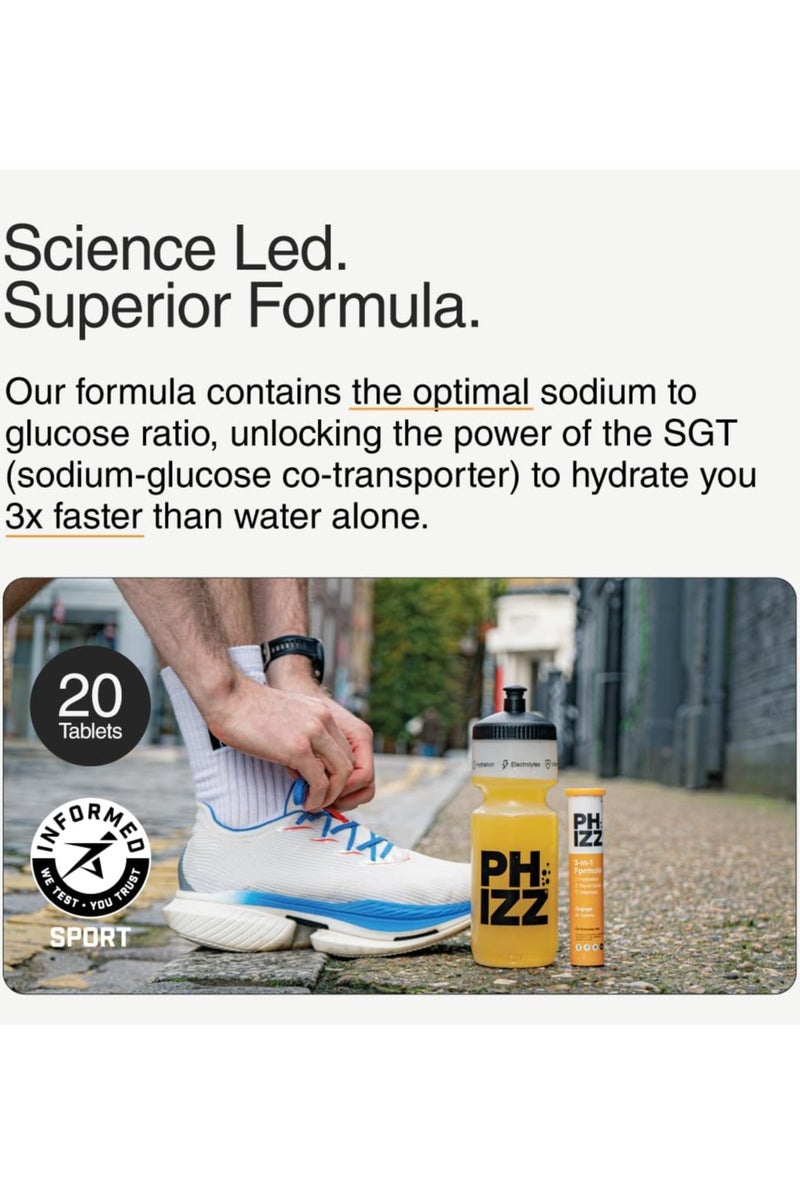 Phizz 3-in-1 Multivitamin & Rehydration Electrolyte Effervescen Tabs Orange - Image 4