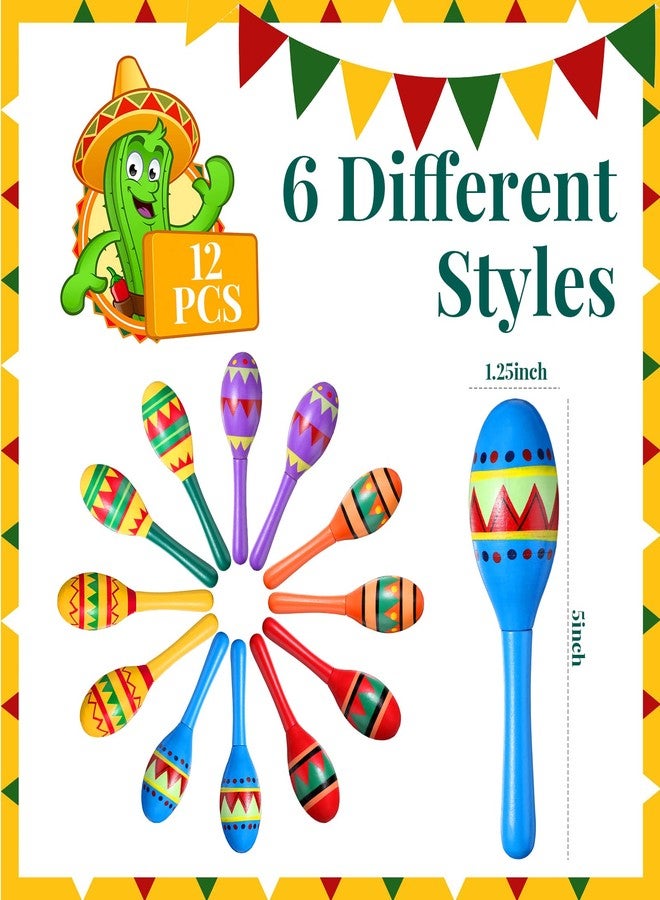 Poen 33 قطعة من الديكورات المكسيكية تتضمن 12 خشبية فييستا ماراكاس، 6 قبعات حفلات سمبريرو، خلفية فييستا، مفرش طاولة، مجموعة ديكورات حفلات سينكو دي مايو - Image 2