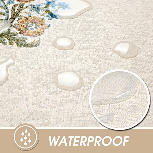AIRCOWRIE Waterproof Vinyl Tablecloths, Heavy Duty Oil Proof Spill Proof Plastic Table Cloth, Wipe Clean PVC Table Cover for Spring Indoor and Outdoor Use (Embroidery Flower, 54”×78”, Rectangle) - Image 3