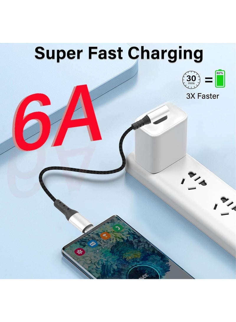 SYOSI USB Type C Cable, Fast Charging Cord USB A to C 6A, Right Angle Charger Cable 90 Degree Design, Short Durable Cable 9.8in, Compatible with Car Phone Tablet and USB C Devices, Black - Image 2