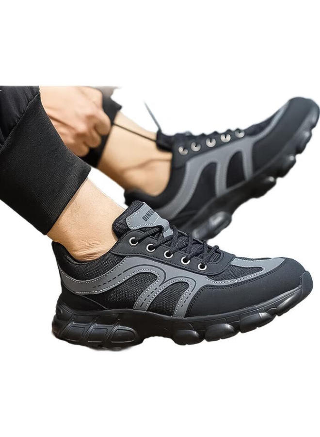 Dinggu Safety Shoes For Men, Steel Toe, Anti-Smashing, Anti-Puncture, Construction Site, Old Style, With Steel Plate, Soft Sole, Wear-Resistant, 1067 Heihui 44 - Image 2