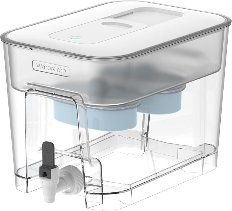 Waterdrop Alkaline 40 Cup Dual Filter Dispenser, 8X Faster Filtration, 200-Gallon Lifespan, Water Filter Dispenser for Home/Office, 2 Replacements, Reduces Chlorine, White - Image 1