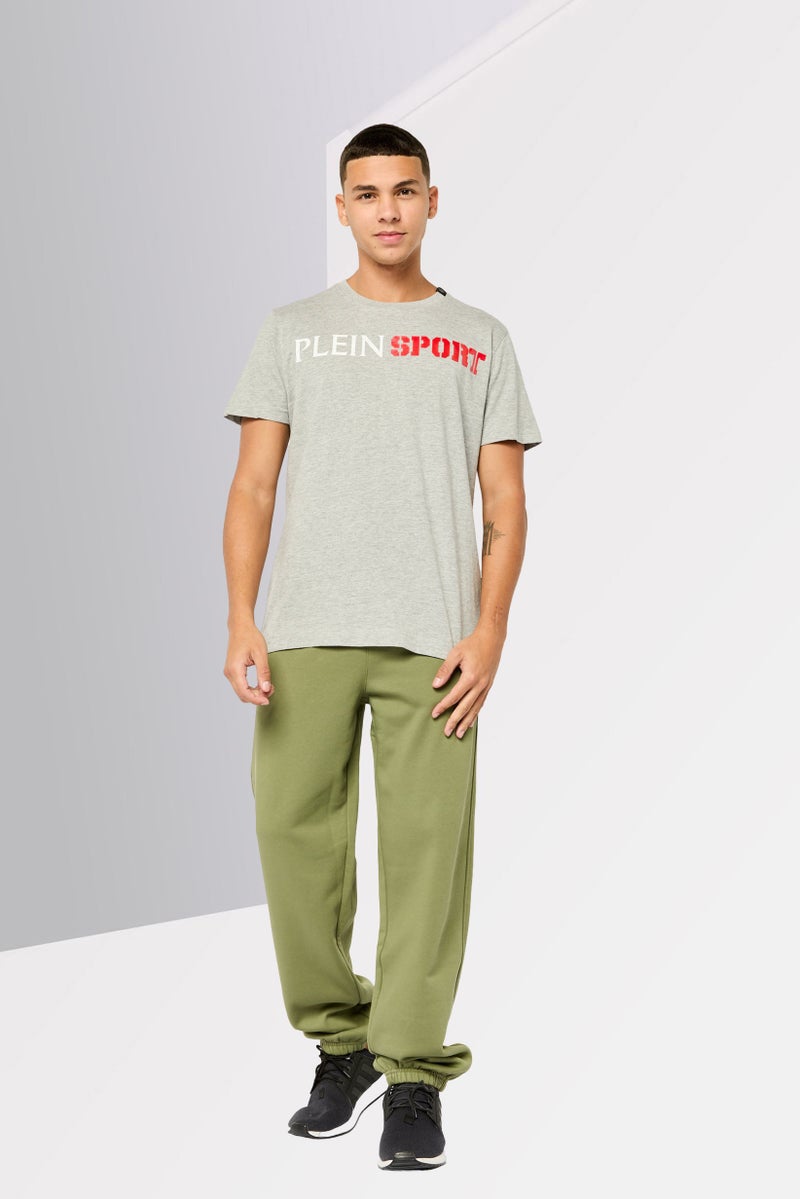 PHILIPP PLEIN Plein Sport Men Sportswear Fit Short Sleeve Outdoor T-Shirt, Grey - Image 2