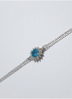 EMNON 925 Sterling Silver Jewelry Rhodium Plated & Halo Solitaire Aqua Marine CZ -Light Blue Bracelet 100% Precious Metal Gift for Women- Emnon4BR  - Image 3
