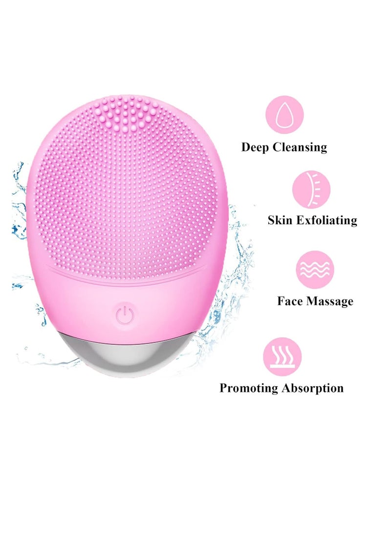 WMM Facial Cleansing Brush, 3-in-1 Electric Soft Silicone Waterproof Face Scrubber, USB Rechargeable IPX7 Waterproof Sonic Vibrating Face Brush for Deep Cleansing, Gentle Exfoliating and Massaging - Image 2