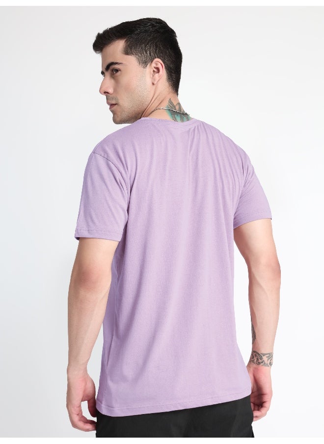 Beyoung Lilac Plain T-shirt For Men  - Image 3