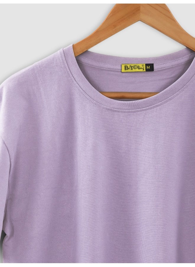 Beyoung Lilac Plain T-shirt For Men  - Image 5