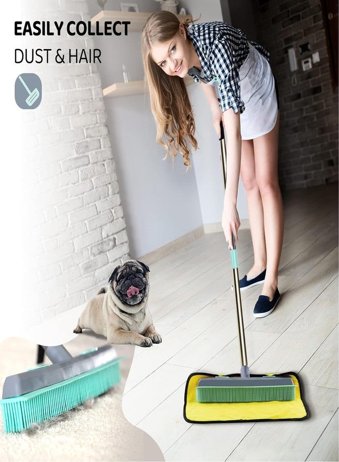 Conliwell Pet Carpet Hair Rubber Broom with 49inch Long Handle, Portable Detailing Lint Remover, Soft Push Broom for Fluff Carpet, Hardwood, Tile, Window - Image 2