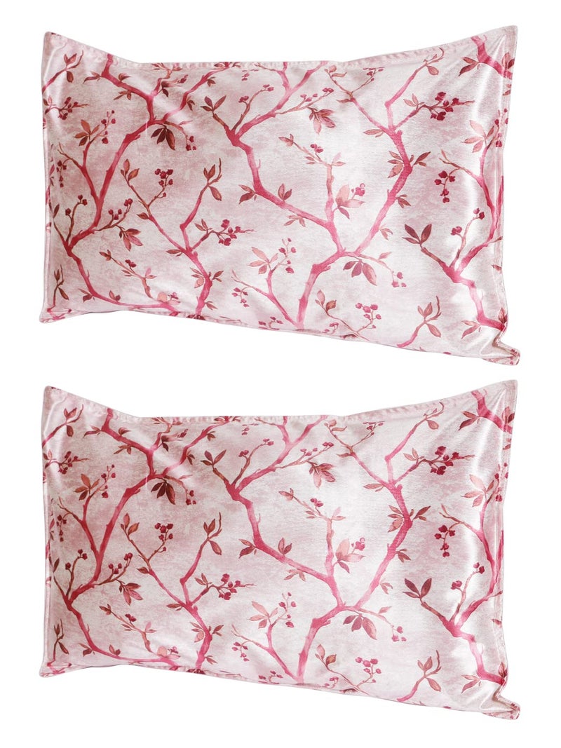 The Conversion Set of 2 Premium Pure Mercerized Satin Finish Pink Color, 2 pc Pillow Cover Set- 17"x27" - Image 2