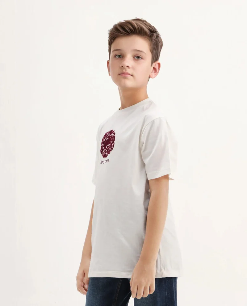 Rare Ones Rare Ones Kids Makes25 White Cotton Flock Print Regular Fit T-Shirt
