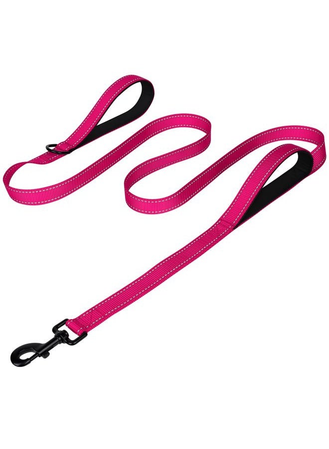 Joytale Dog Leash Heavy Duty for Large Dogs That Pull, Double Handle for Traffic Control, Double-Sided Reflective Leashes for Large Medium Dogs Night Safety, 4FT, Hot Pink - Image 1