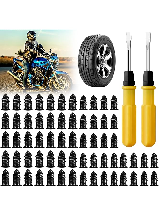 KASTWAVE Tire Repair Rubber Nail With Screwdriver Car Tire Repair Rubber Screws Auto Motorcycle Vacuum Tire Nails Self Service Nails Fast Tools For Car Motorcycles Trucks Vehicles(62Pcs) - Image 1