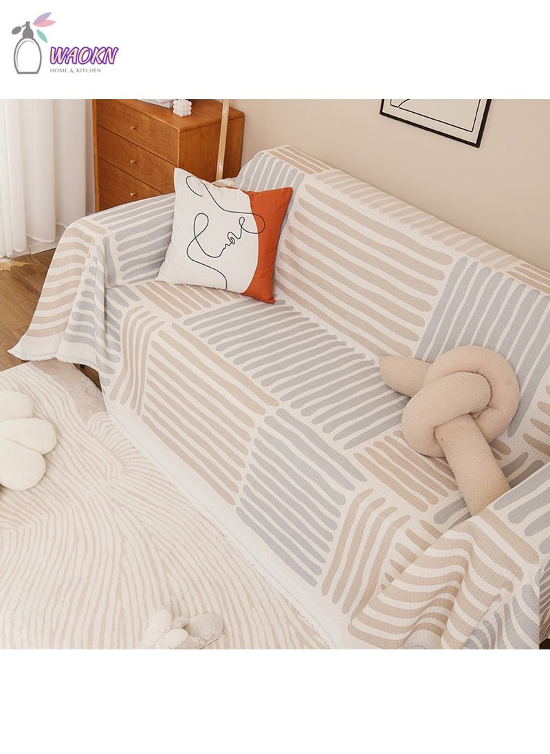 WAOKN Literary Style Full Cover Sofa Cover Table Cloth Rectangular Cotton Indian Cotton Sofa Color 4 Kotatsu Sofa Cover Ethnic Multi-Cloth Multi Cover Cotton Indian Cotton Sofa Kotatsu Warm Lines  - Image 1