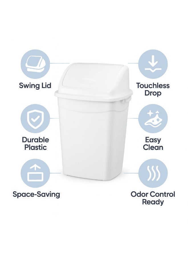 PLANET 50 Liter Swing Lid Trash Can Self-Closing Odor-Control Waste Bin for Kitchen, Bathroom & Office, Durable Easy-Clean Plastic - Image 4