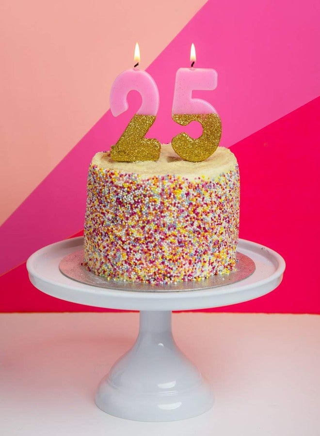 Talking Tables Pink Number 2 Candle with Gold Glitter Premium Quality Cake Topper Decoration For Kids, Adults, 21st Birthday Party, Anniversary, Milestone Age, Height 8cm, 3" - Image 2