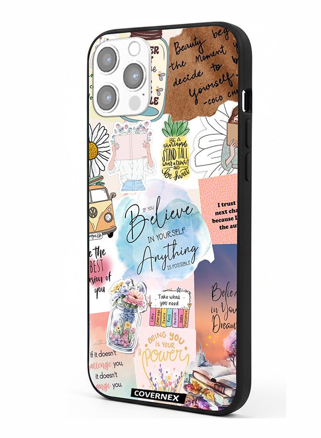 Covernex Apple iPhone 12 Pro Protective Case Cover Printed Featuring Inspirational Themed with Floral and Travel Elements - Image 1