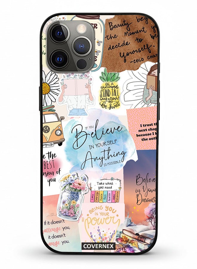 Covernex Apple iPhone 12 Pro Protective Case Cover Printed Featuring Inspirational Themed with Floral and Travel Elements - Image 2